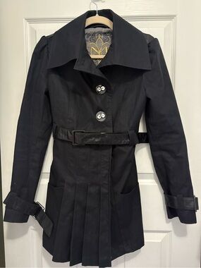 Mackage belted pleated trench coat black